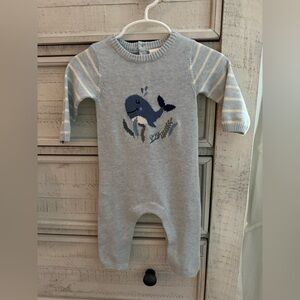 Viverano whale knit playsuit 0-3mo